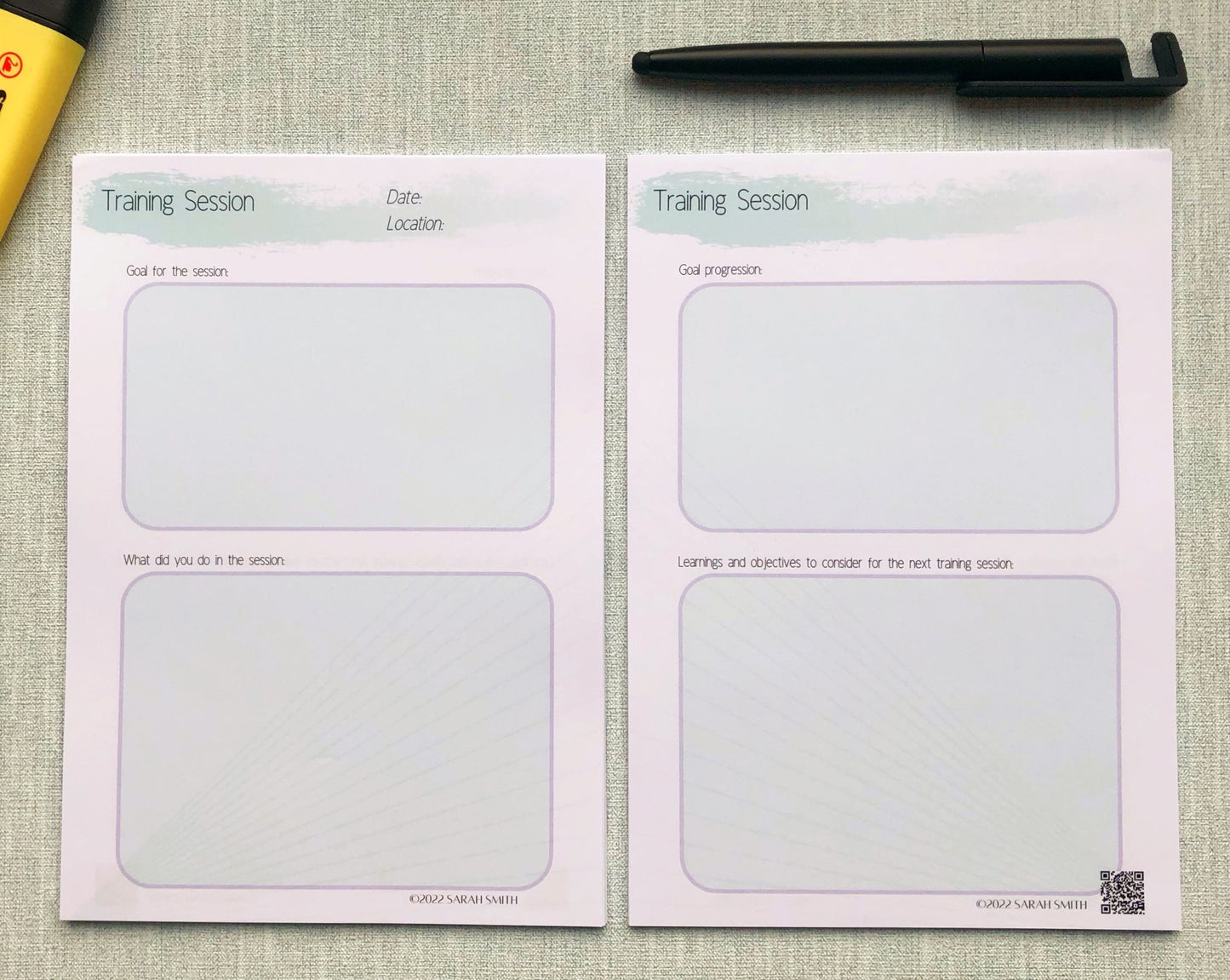 Training Session Journal Pages - Refill