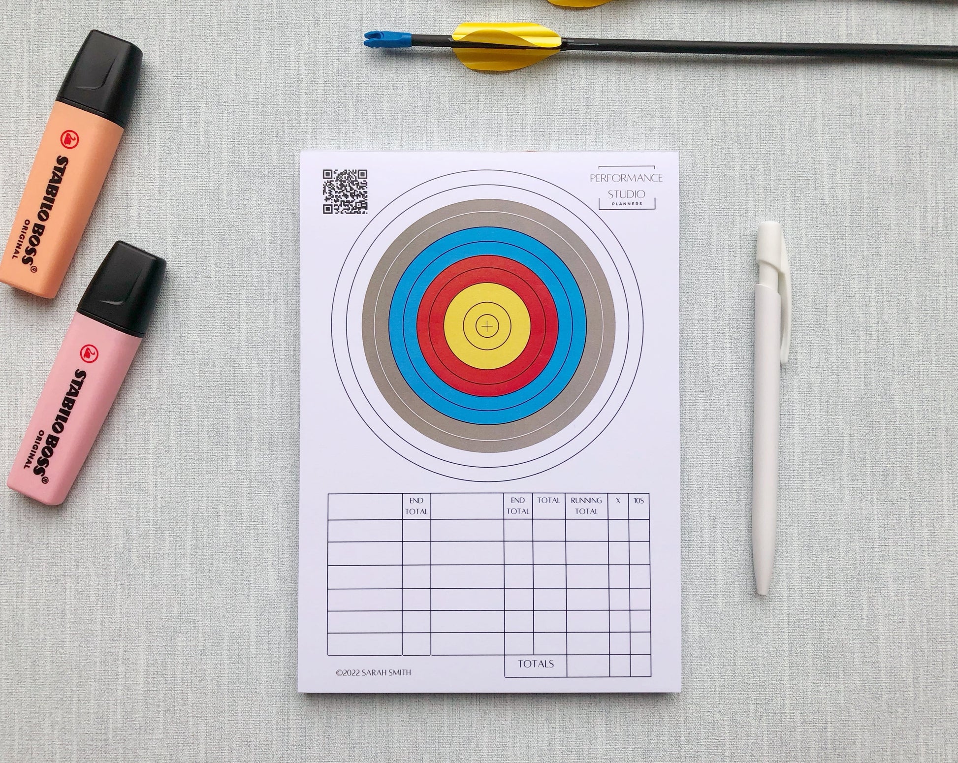 Archery target face plotter and score pad 