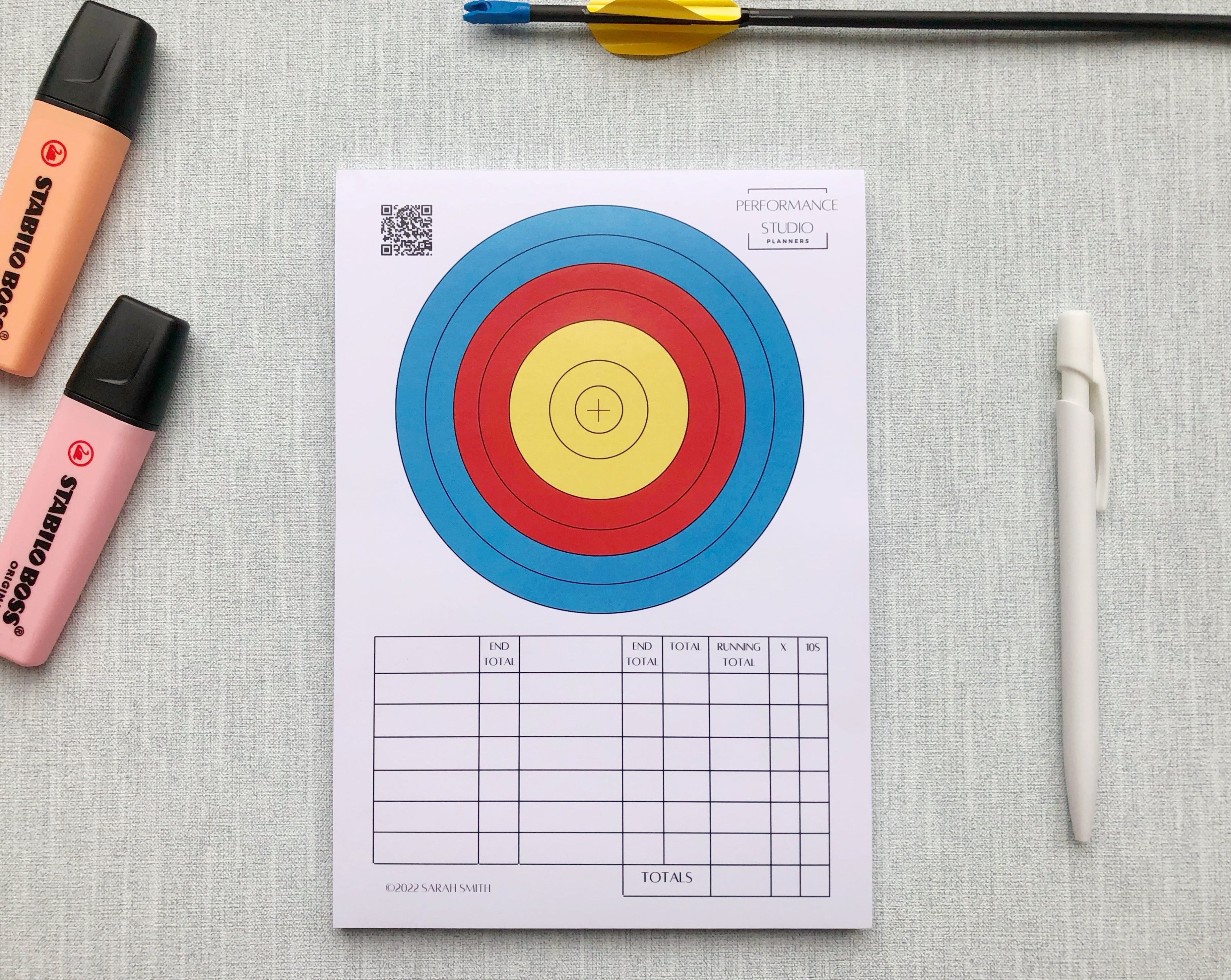 Archery 7 Ring Arrow Plotter + Scoresheet – Performance Studio Planners