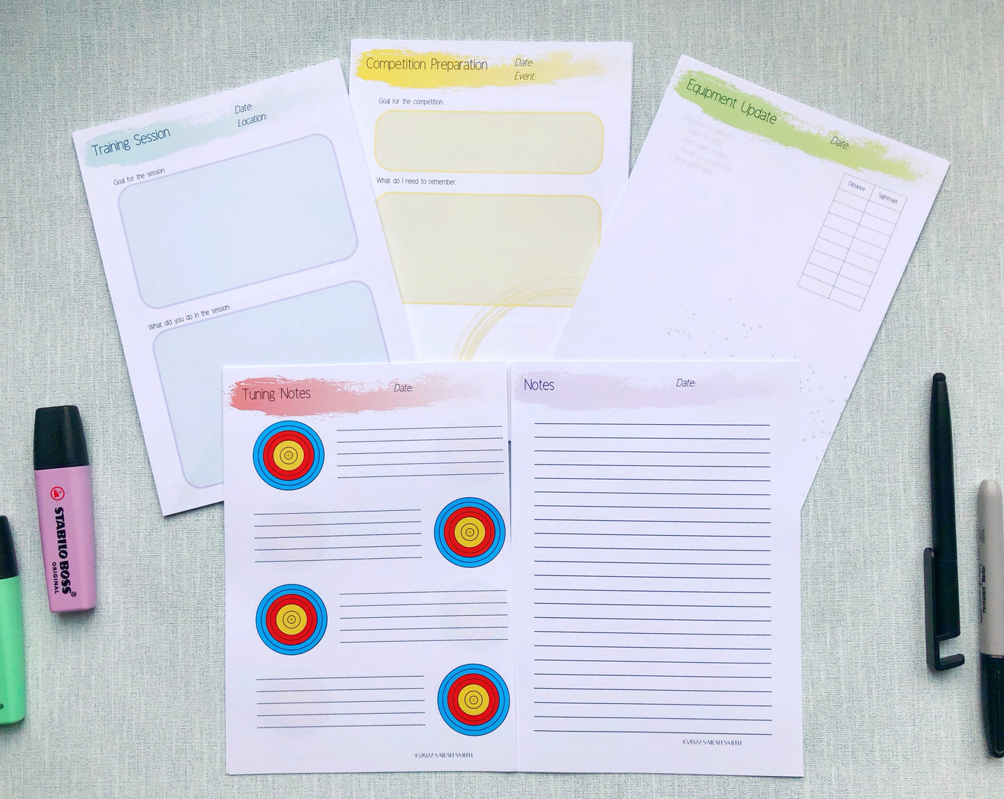 Archery training journal a5 inserts